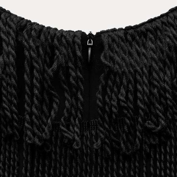 NWT ZARA FRINGE MINI DRESS ZW COLLECTION SIZE S - Picture 9 of 11